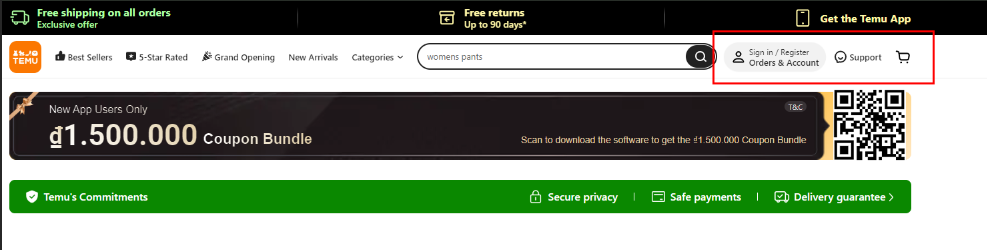 Đăng ký tài khoản trên Temu