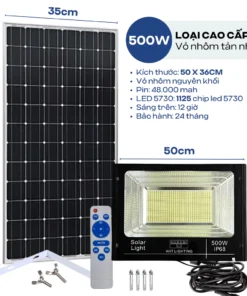 Kích thước tiêu chuẩn đèn năng lượng mặt trời 500W