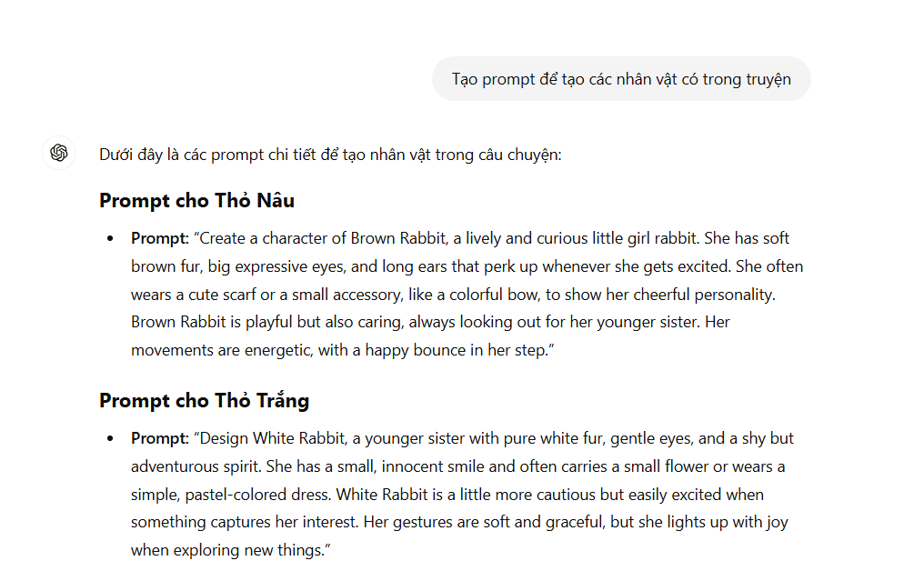 Prompt tạo hình nhân vật