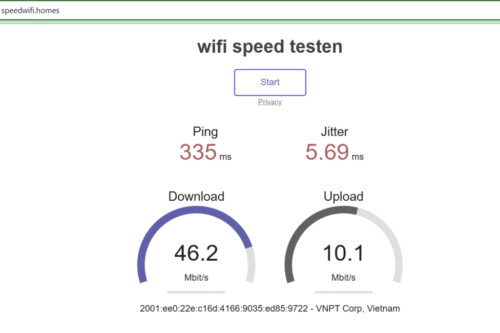 Kiểm tra tốc độ internet kết nối từ Sim 4G và bộ phát wifi từ sim