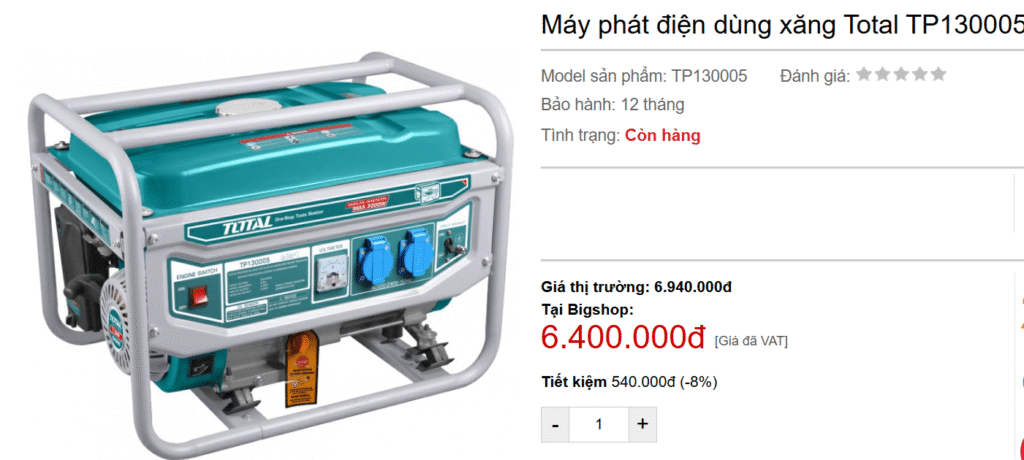 Sử dụng máy phát điện dùng xăng
